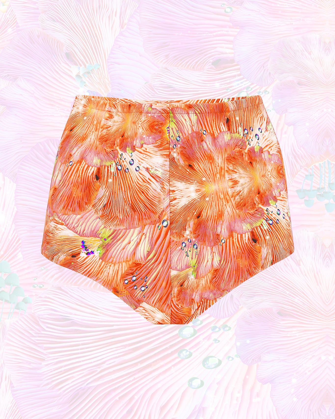 Orange lycra hot pants in Forest of Dreams print