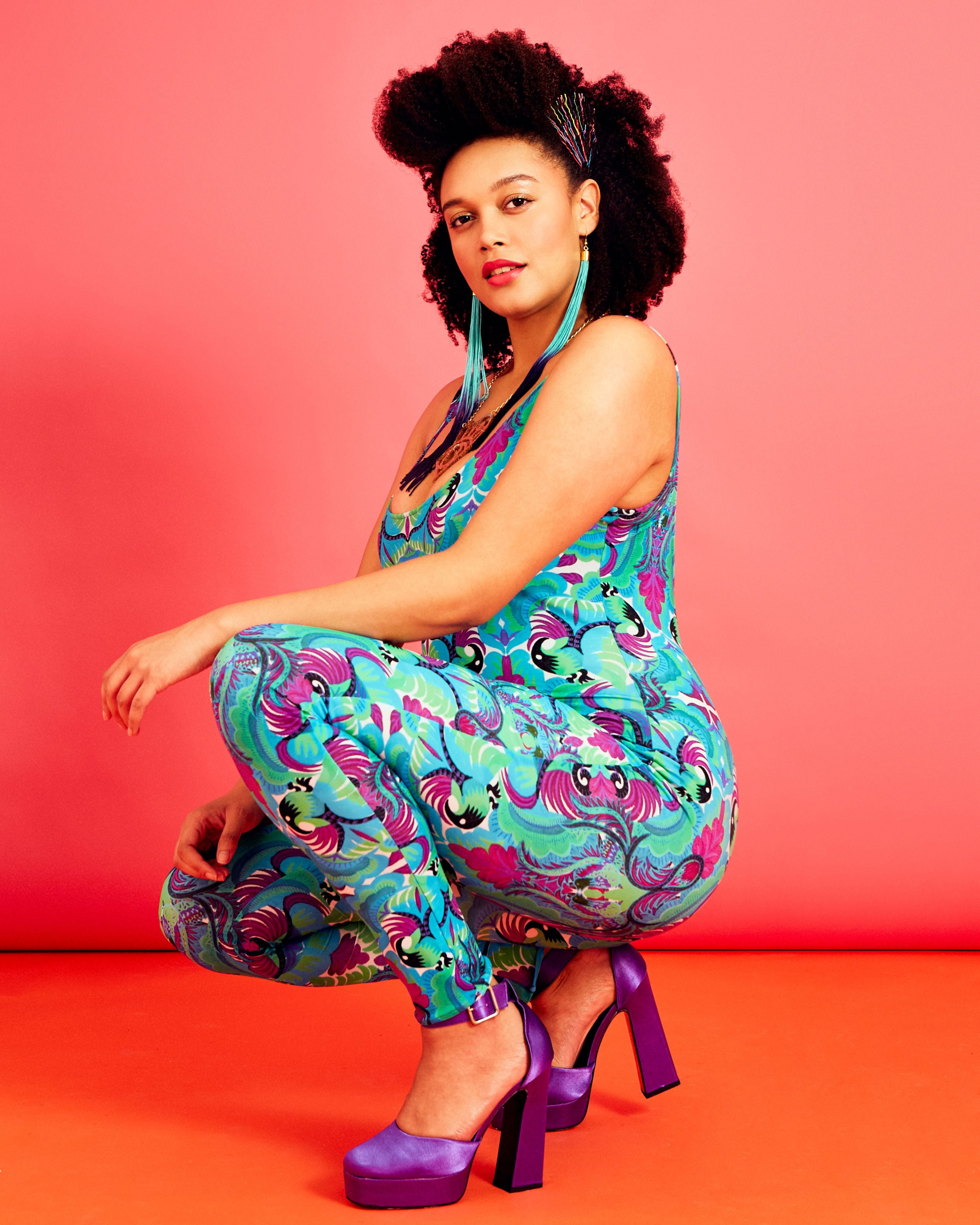 Catsuit in Tribal Tales Print worn by model