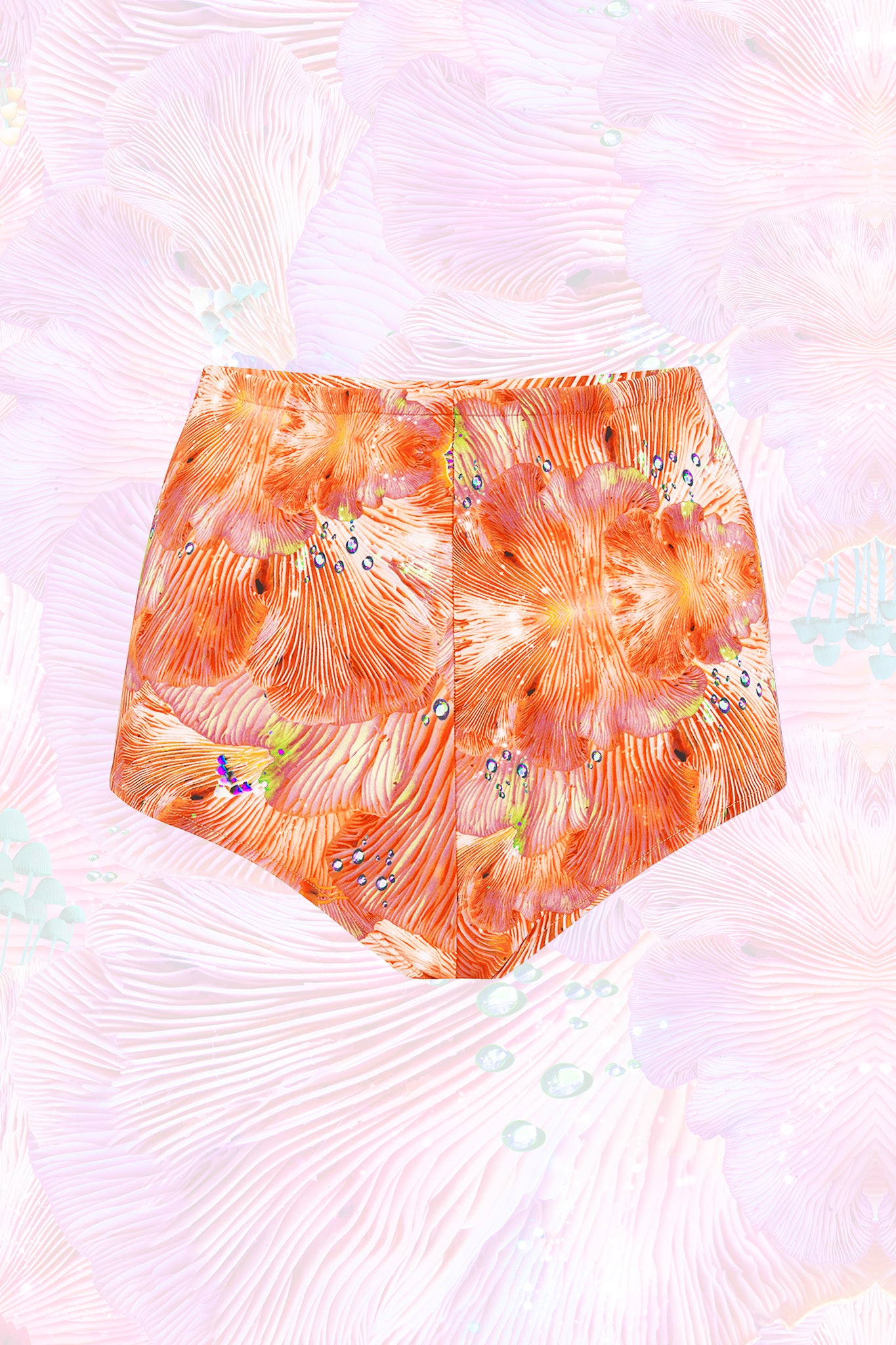 Orange lycra hot pants in Forest of Dreams print