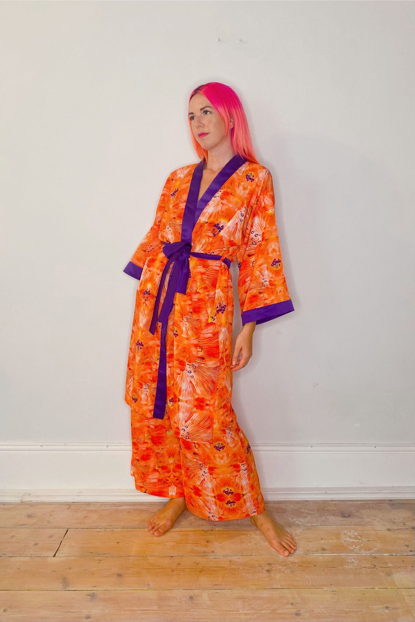 Orange on sale silk robe